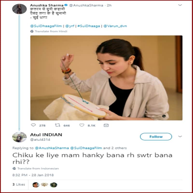 Anushka Sharma trolls after posting pic of sui dhaga