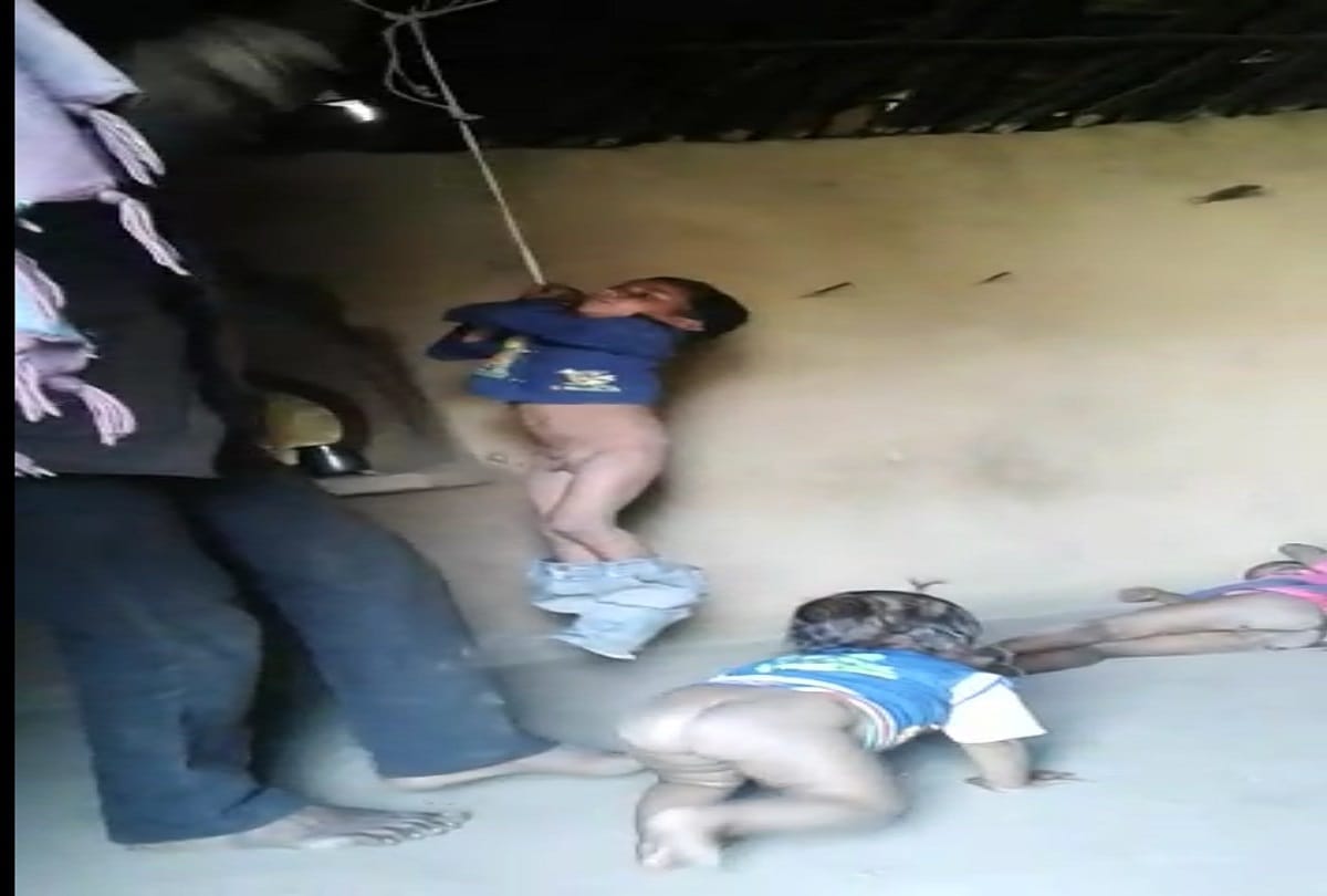 Rajsamand rajasthan Father ruthlessly beating children, video viral on social media
