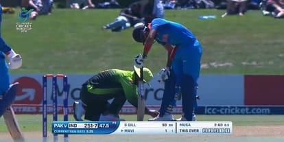 under 19 semi final india vs pakistan both team fielders helping each other