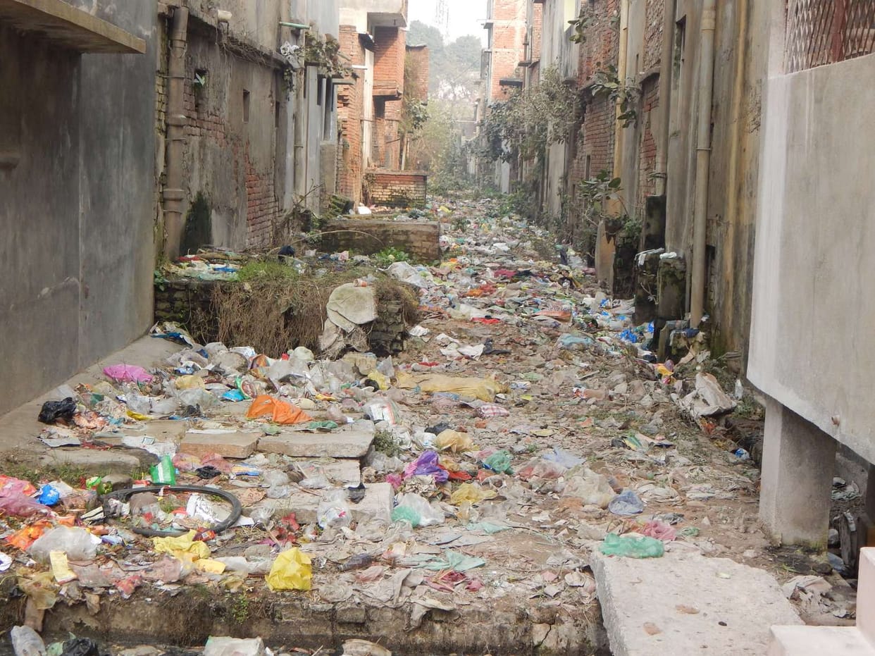 A pile of waste in the hygiene campaign