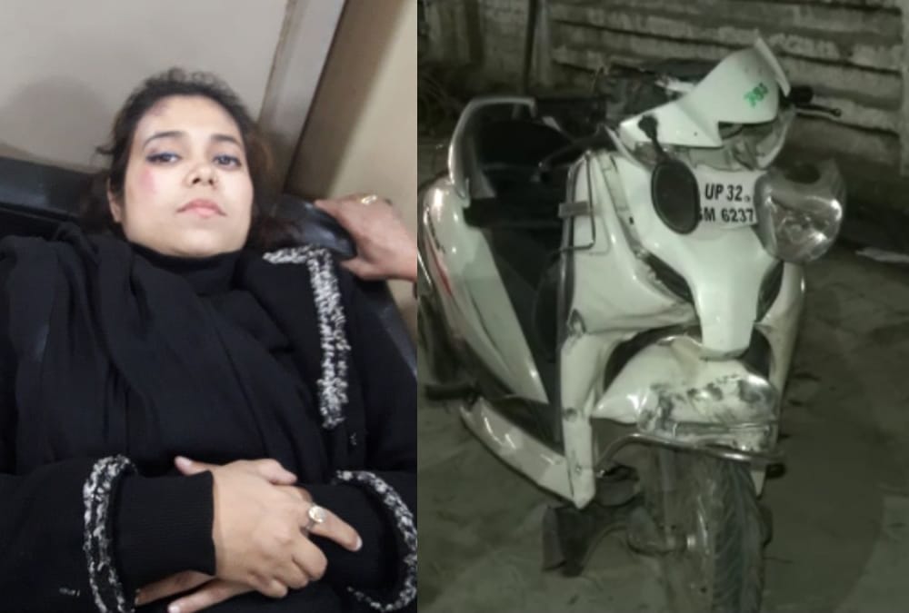 two injured when a car of minister's fleet hit a scooty in lucknow.