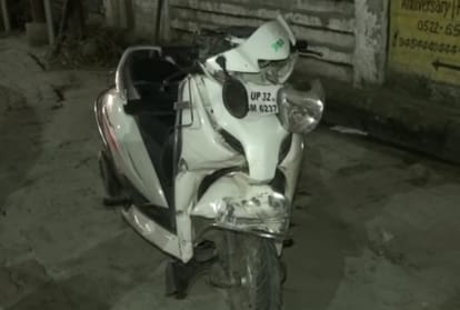 two injured when a car of minister's fleet hit a scooty in lucknow.