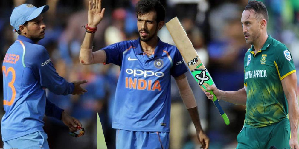 kuldeep yadav yuzvendra chahal and faf du plessis creates unique record in durban odi
