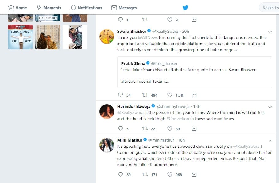 sonam kapoor supports swara bhaskar on open letter padmaavat