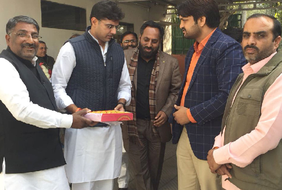 sachin pilot in noida after by poll election win in rajasthan 
