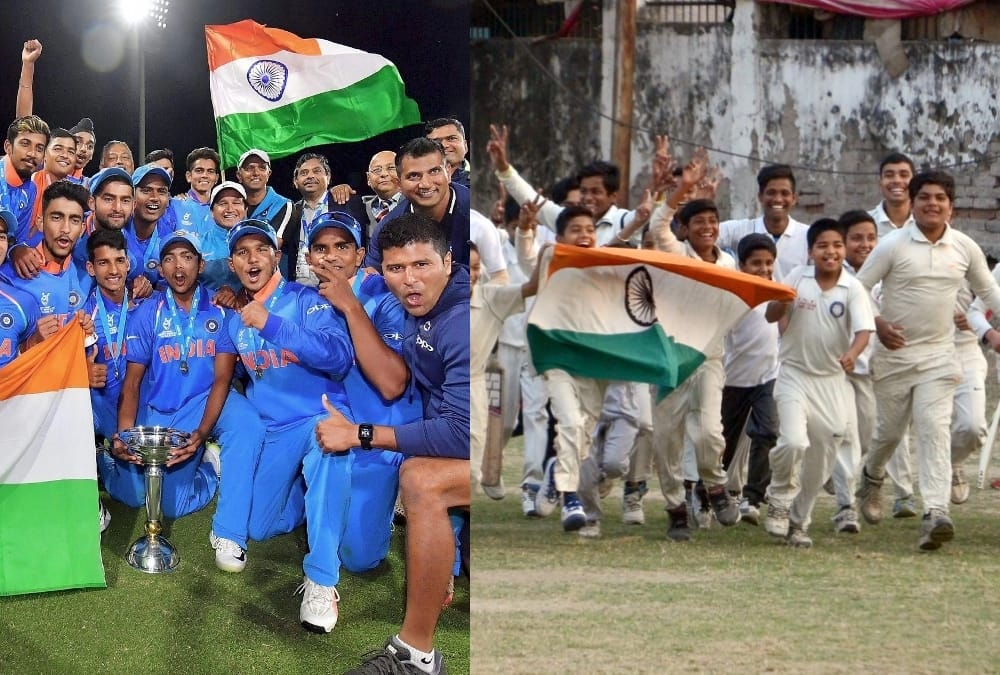 people celebrate under 19 cricket world cup in lucknow.
