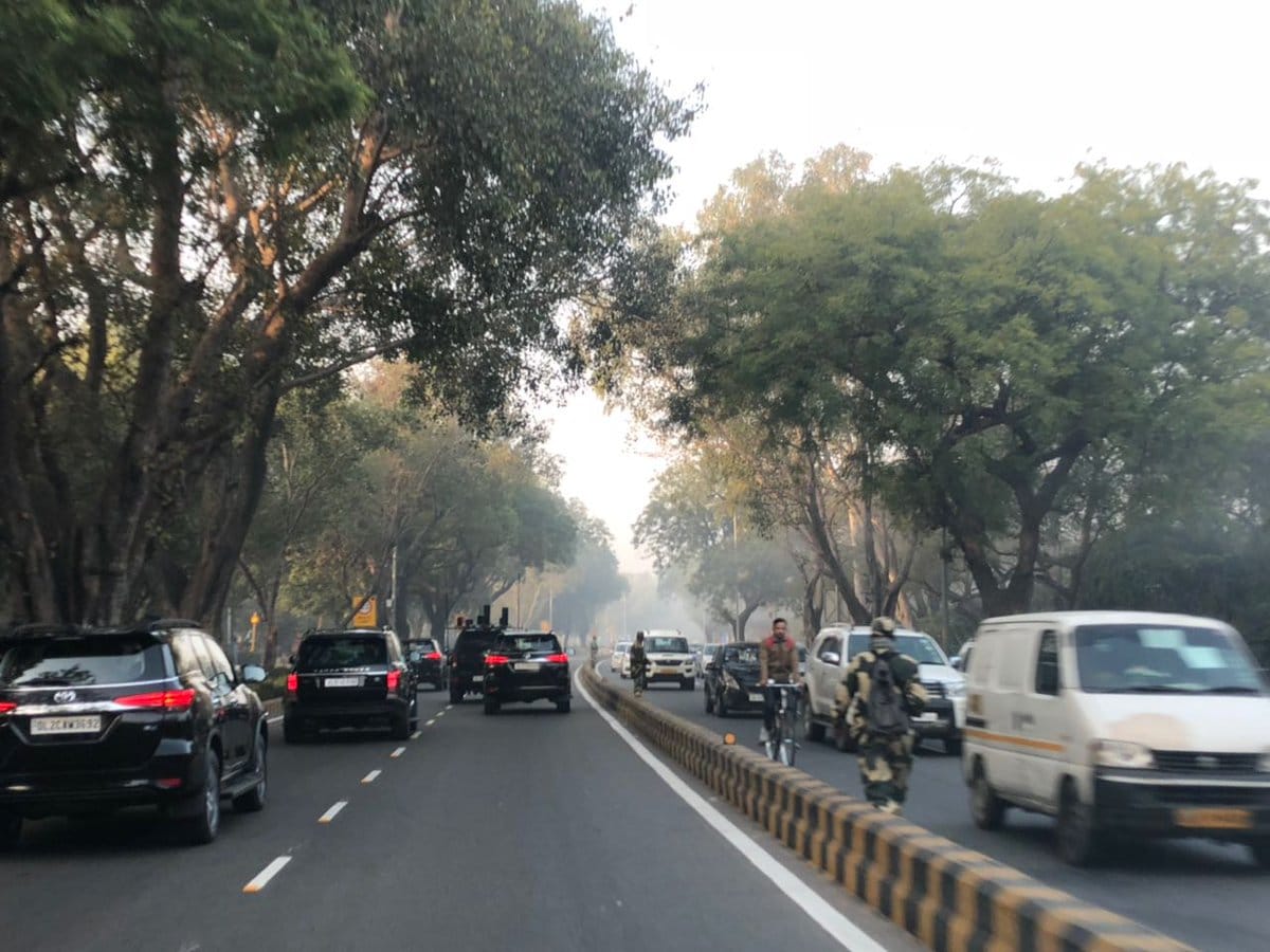 Prime Minister Narendra Modi’s convoy seen at Sardar Patel Marg without traffic disruption 