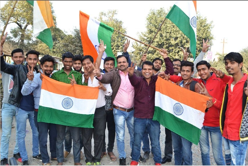 Cricketer celebrates victory of under 19 