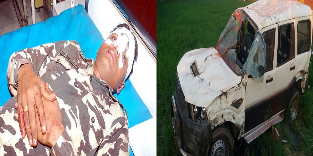 CRPF jawans lost their car in security of the Minister of State, seven injured