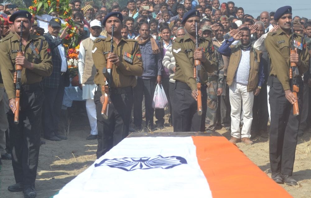 funeral of martyr army man in etah 
