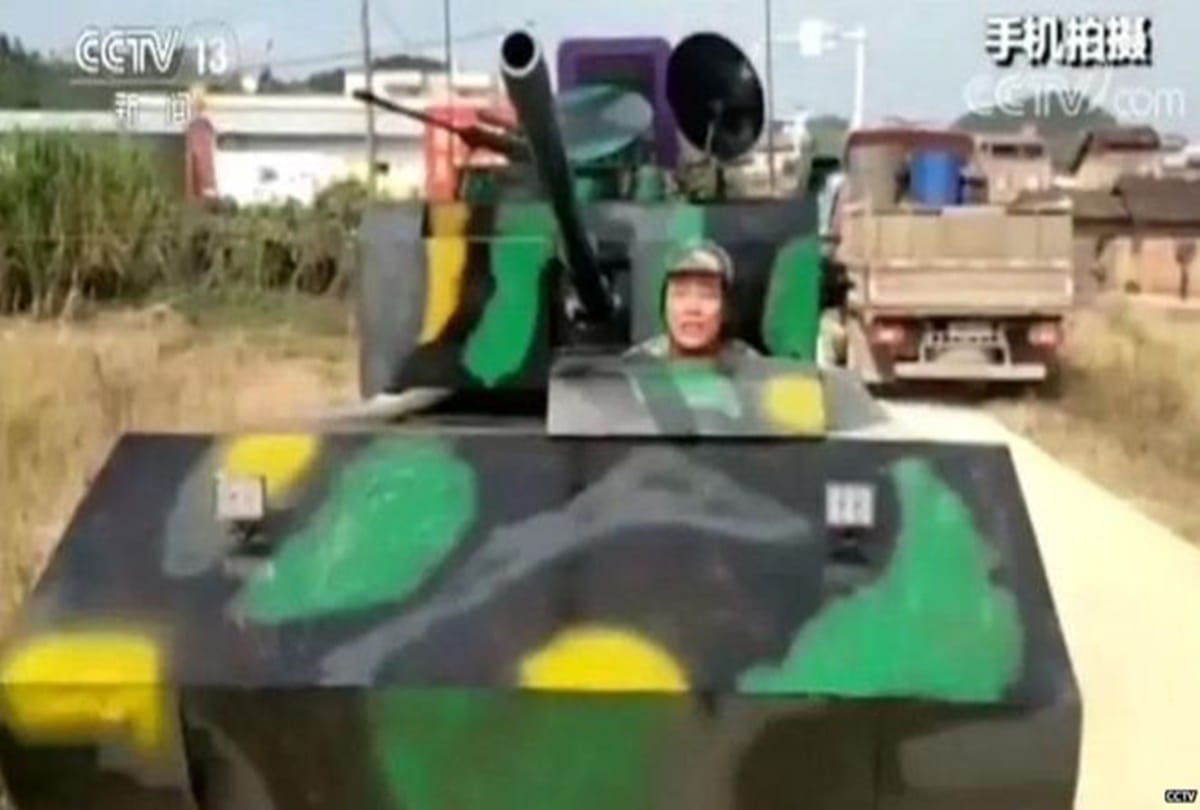 a man modified a truck and make tank in china