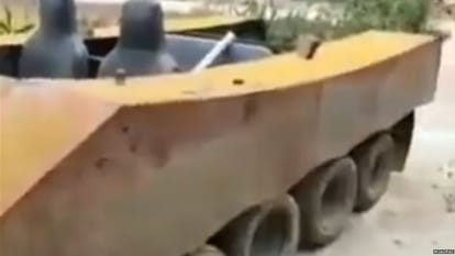 a man modified a truck and make tank in china