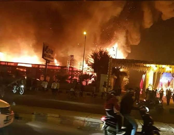 bride groom mandap burnt, fire in marriage palace in zirakpur of punjab