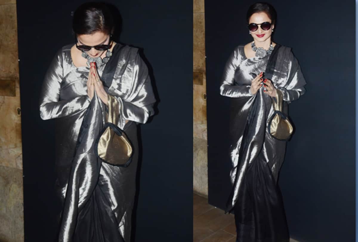actress rekha spotted in new look at party without sindoor and bangles