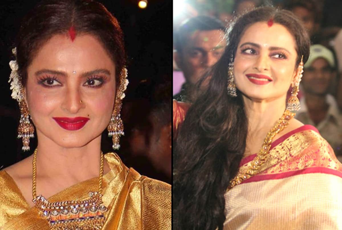 actress rekha spotted in new look at party without sindoor and bangles