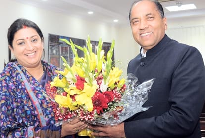 cm jairam thakur met nitin gadkari and samriti irani