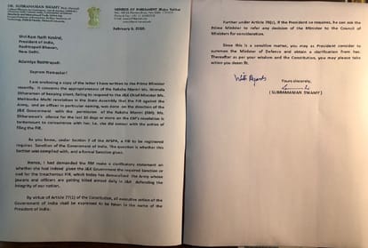 BJP MP Subramanian Swamy wrote to President against Defense Minister nirmala sitharaman