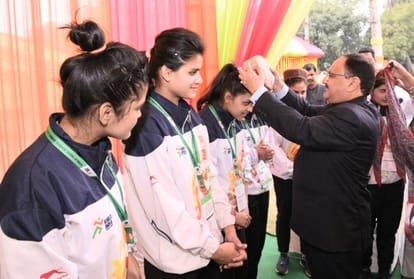 jp nadda congratulated himachal women kabaddi team for winning gold
