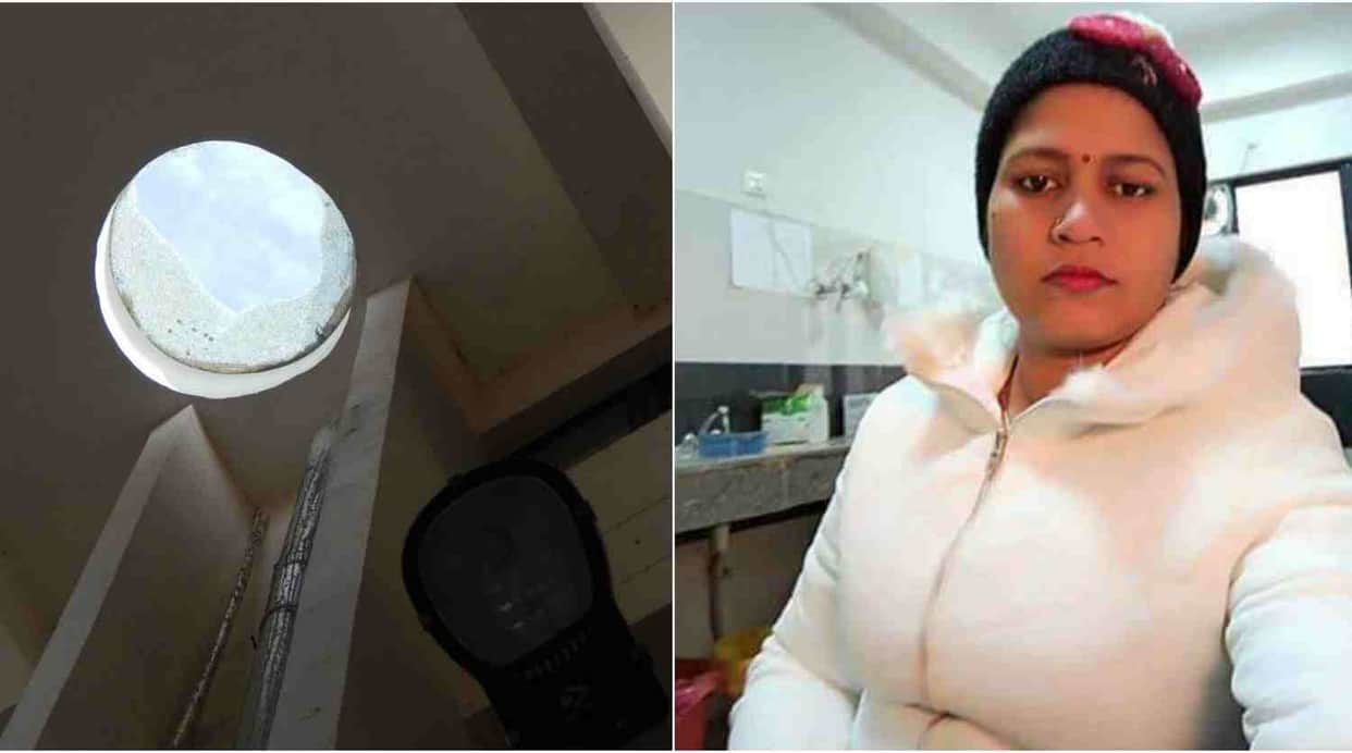 women health worker fell down from roof when she taking selfie