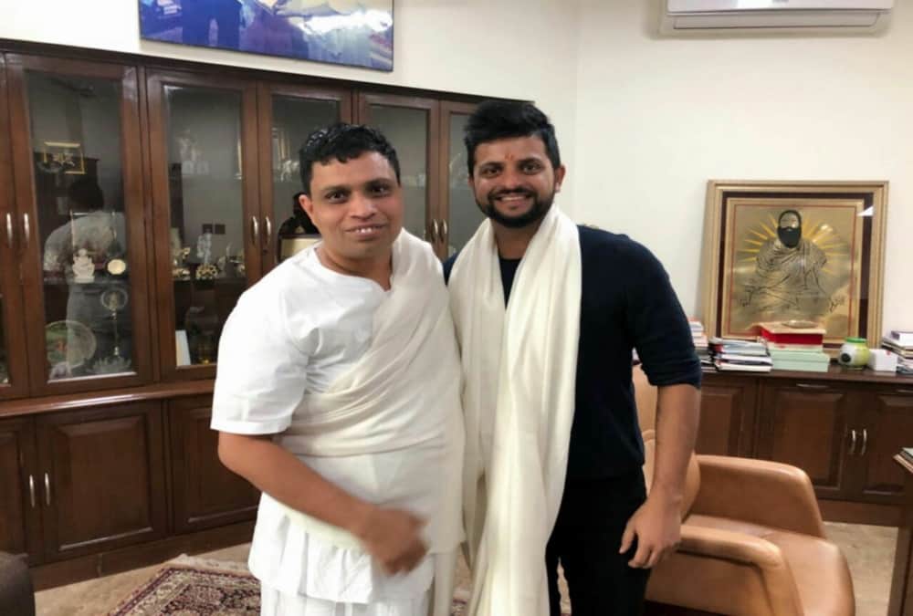 cricketer suresh raina asked for a gift to Acharya Bal Krishna