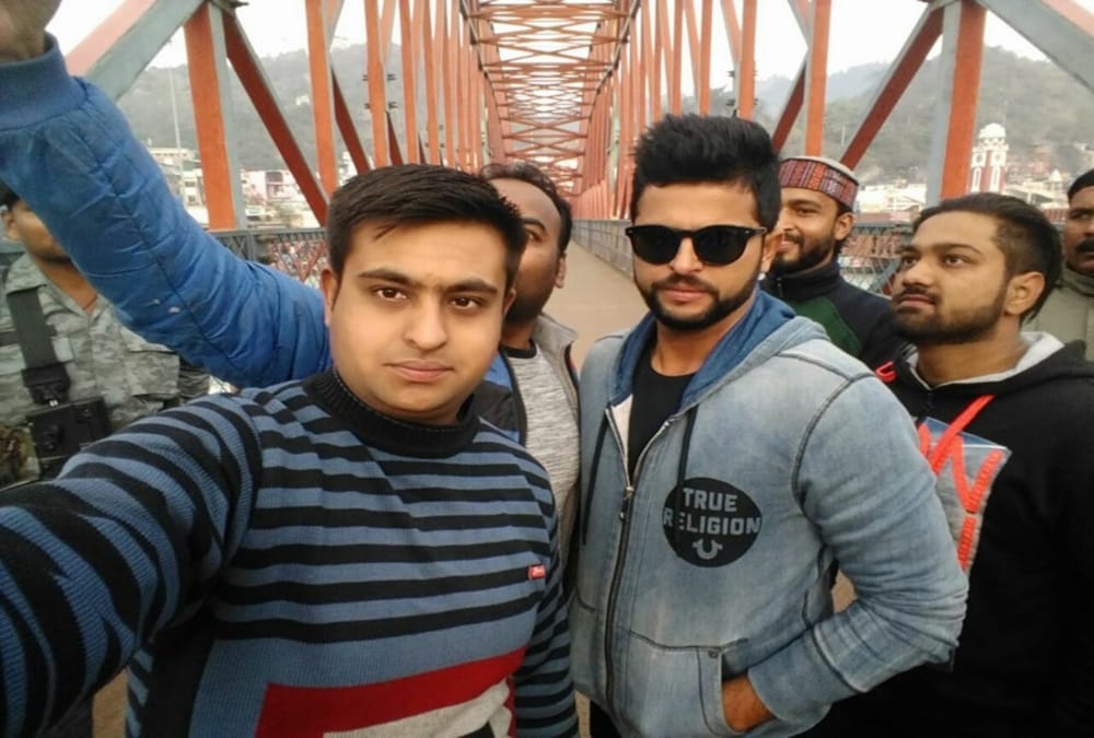 cricketer suresh raina asked for a gift to Acharya Bal Krishna