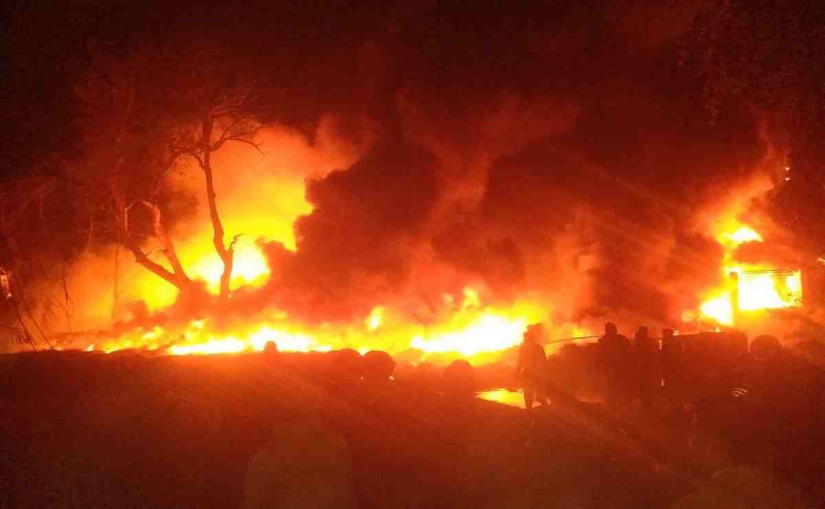 A huge fire in the city station