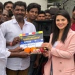 Sunny Leone has started shooting her Telugu film Veeramadevi
