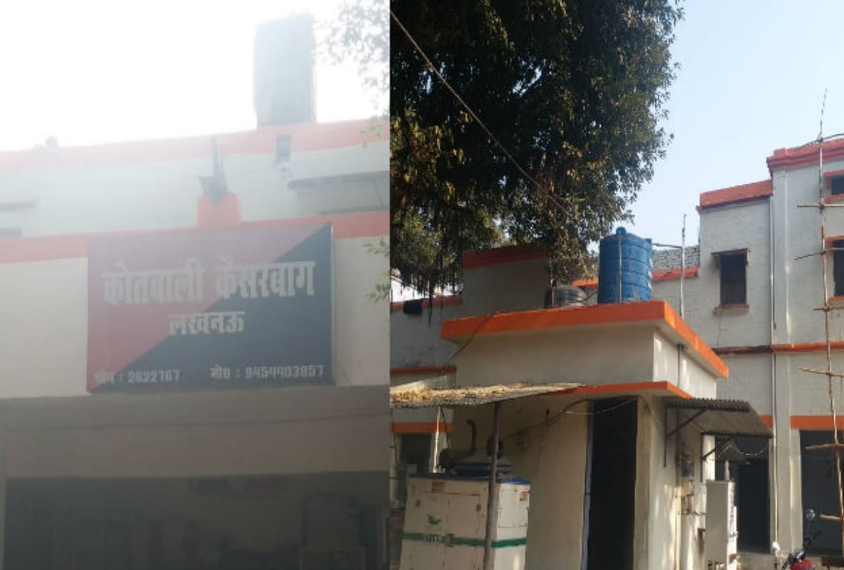 gomti nagar police station painted with saffron colour