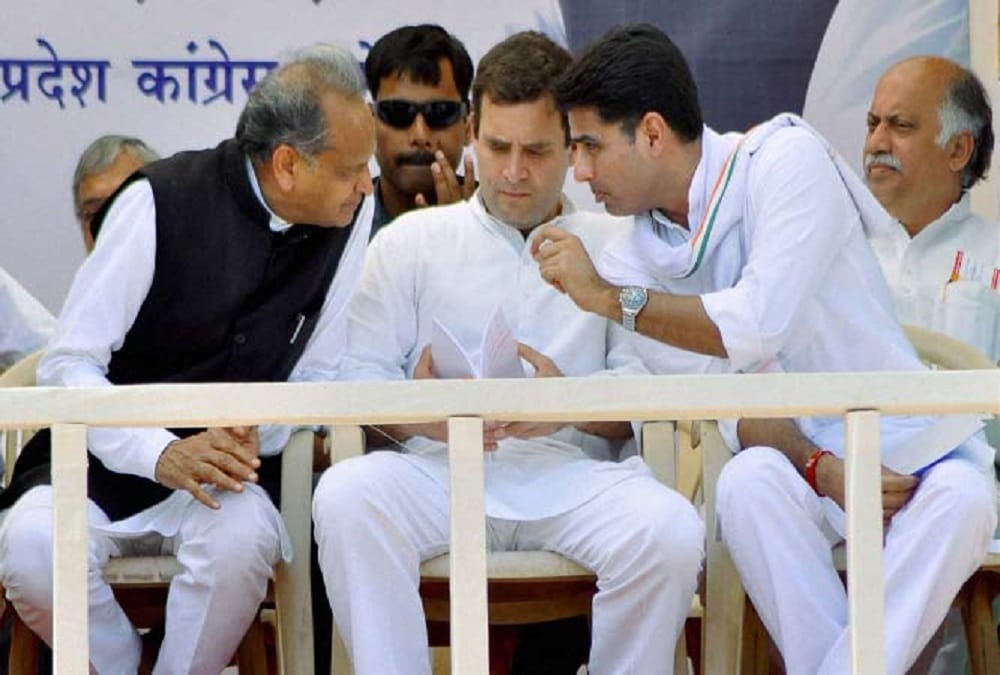 rajashan jaipur rahul gandhi have problem between pilot and gehlot