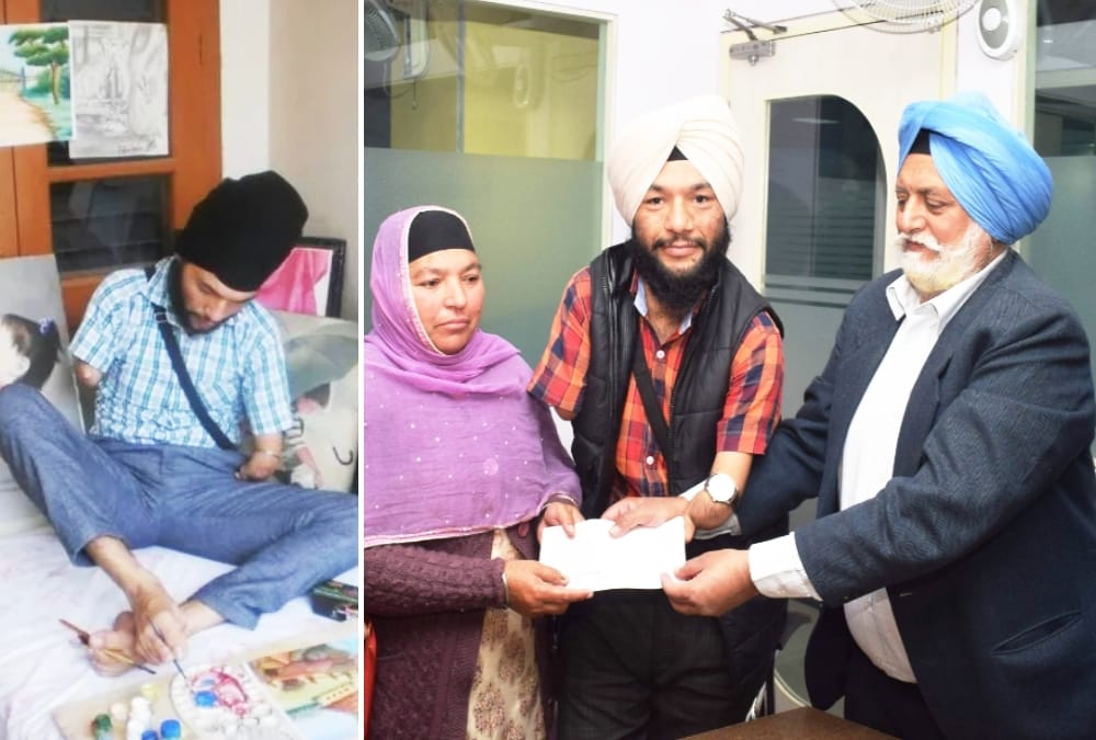 Kulbir Singh Chauhan gives 4 lacks to Paralympic cyclist Jagvinder Singh