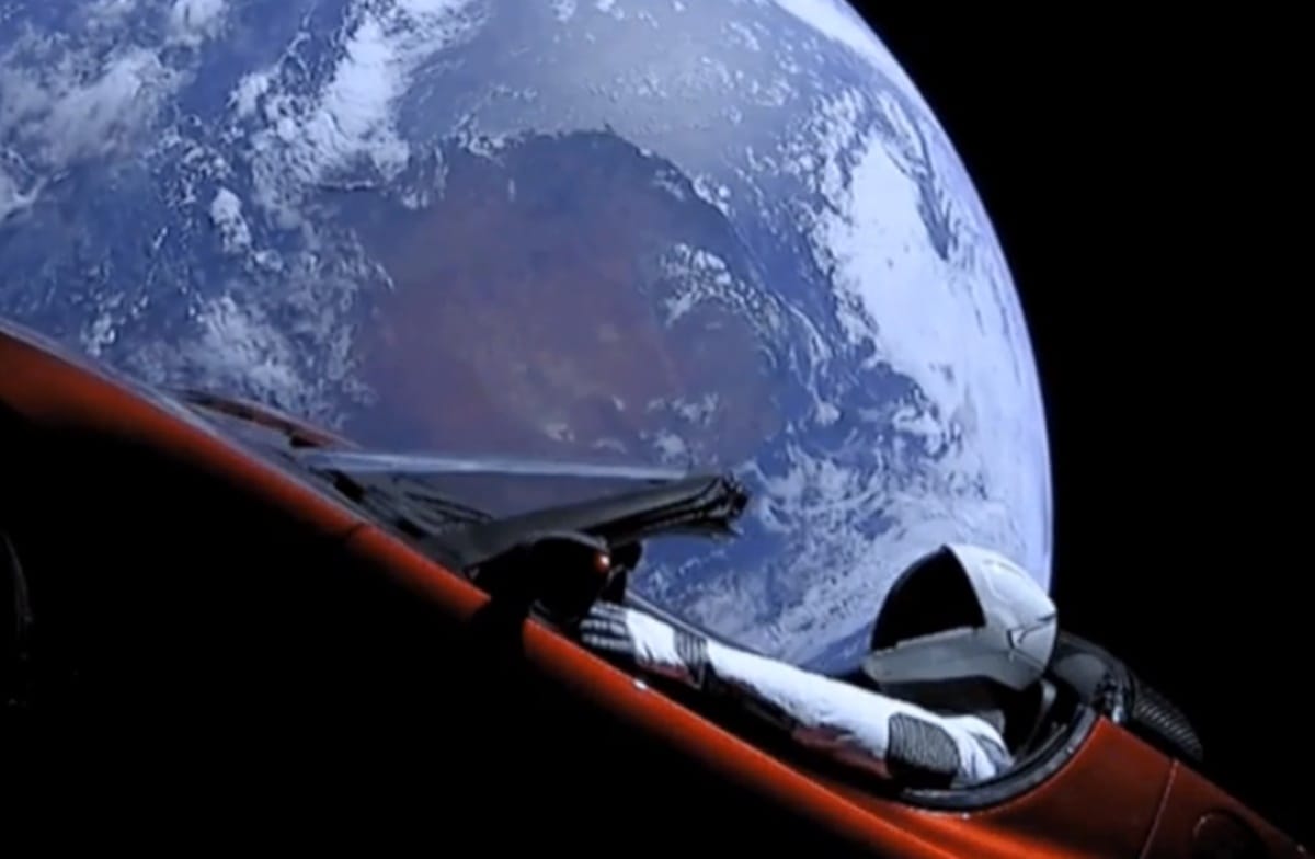 Elon Musk Tesla sports car sent to space through falcon heavy rocket take wrong turn