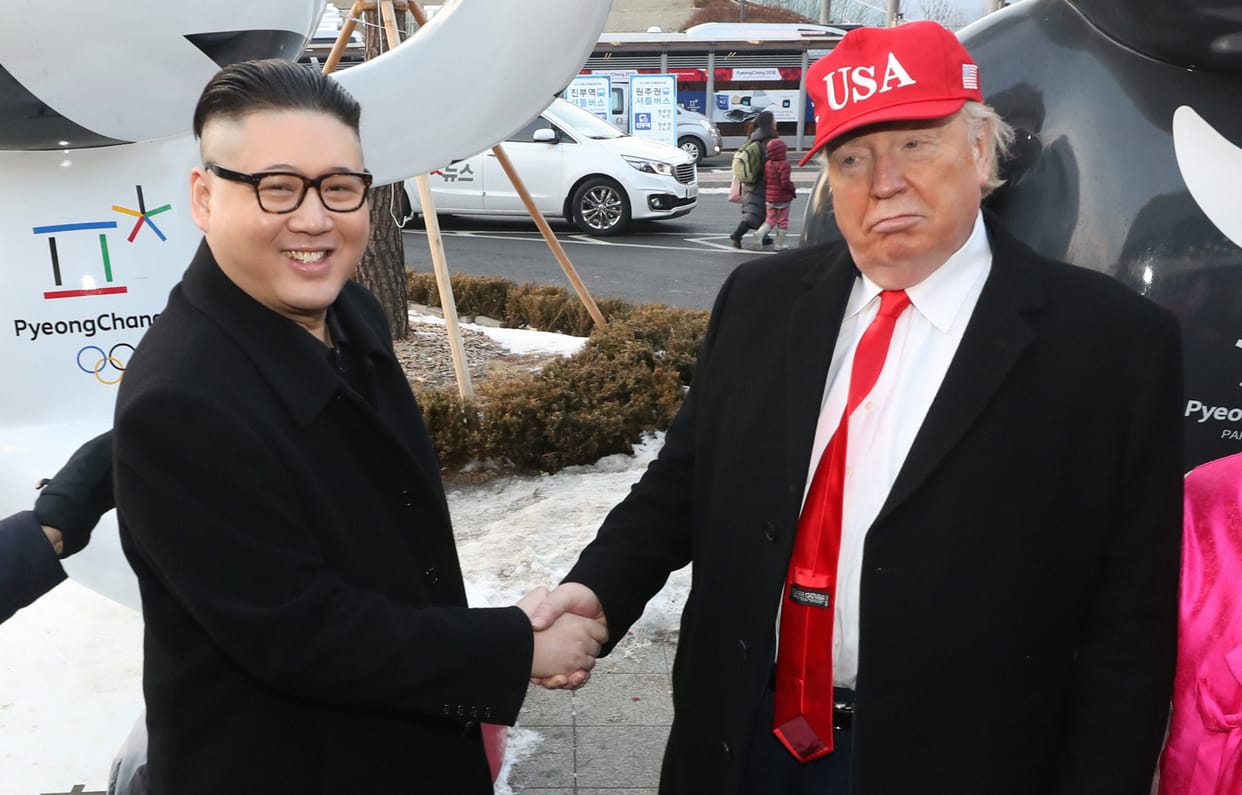 conformable of donald trumph and kim jong seeing together in winter olympic 