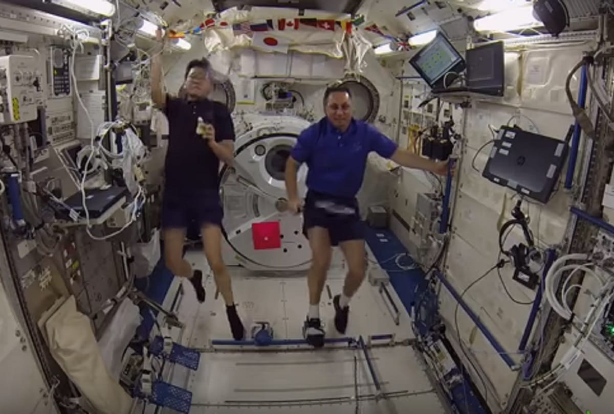 international space station astronauts played badminton