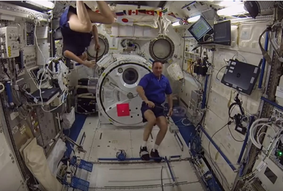 international space station astronauts played badminton