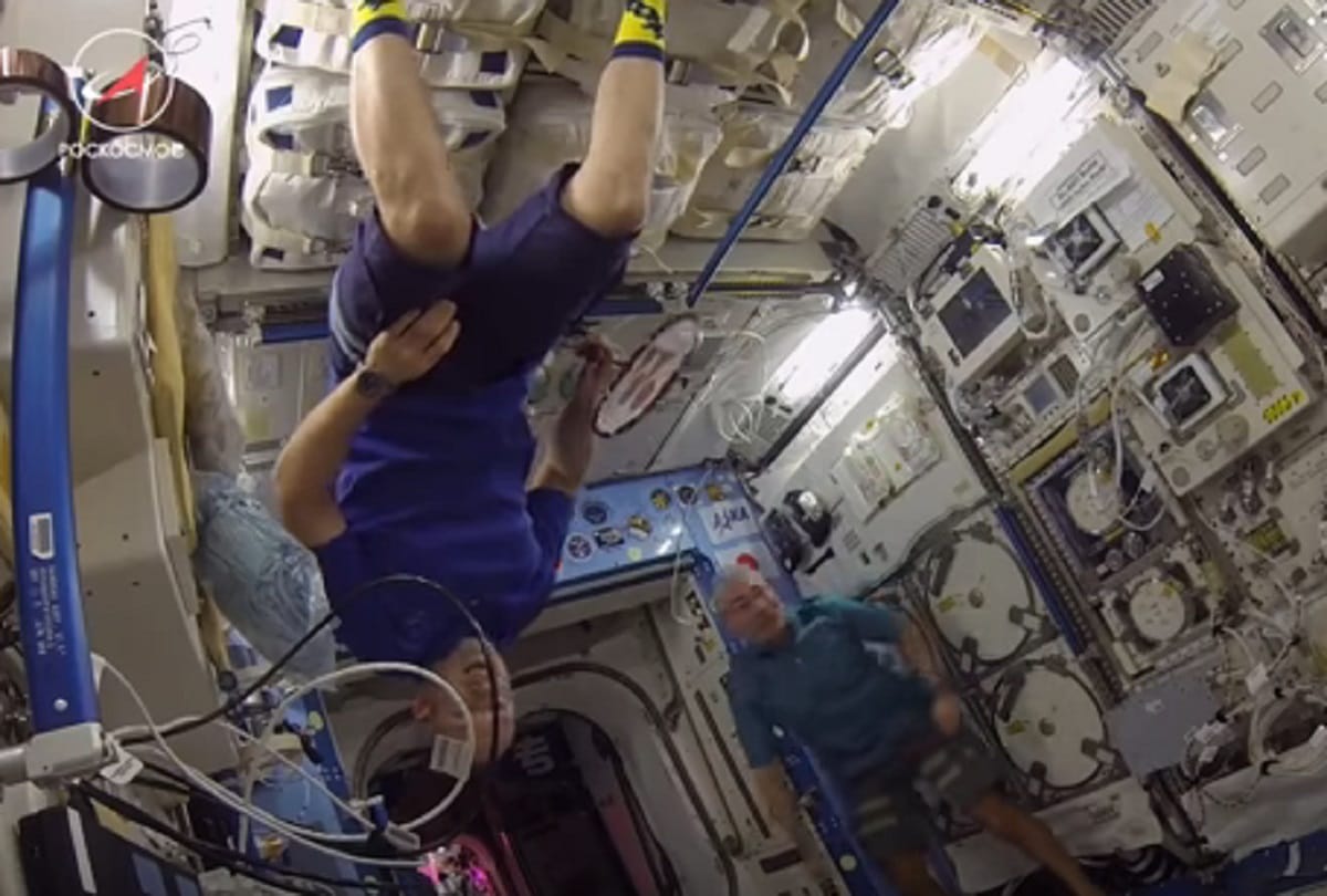 international space station astronauts played badminton