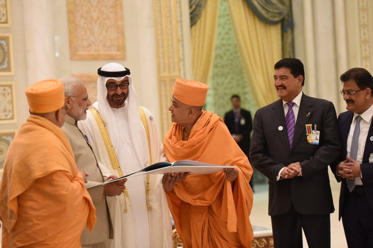 prime minister narendra modi Bhoomipujan hindu temple at Abu Dhabi