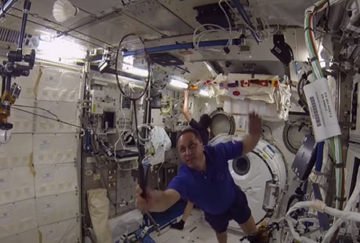 international space station astronauts played badminton