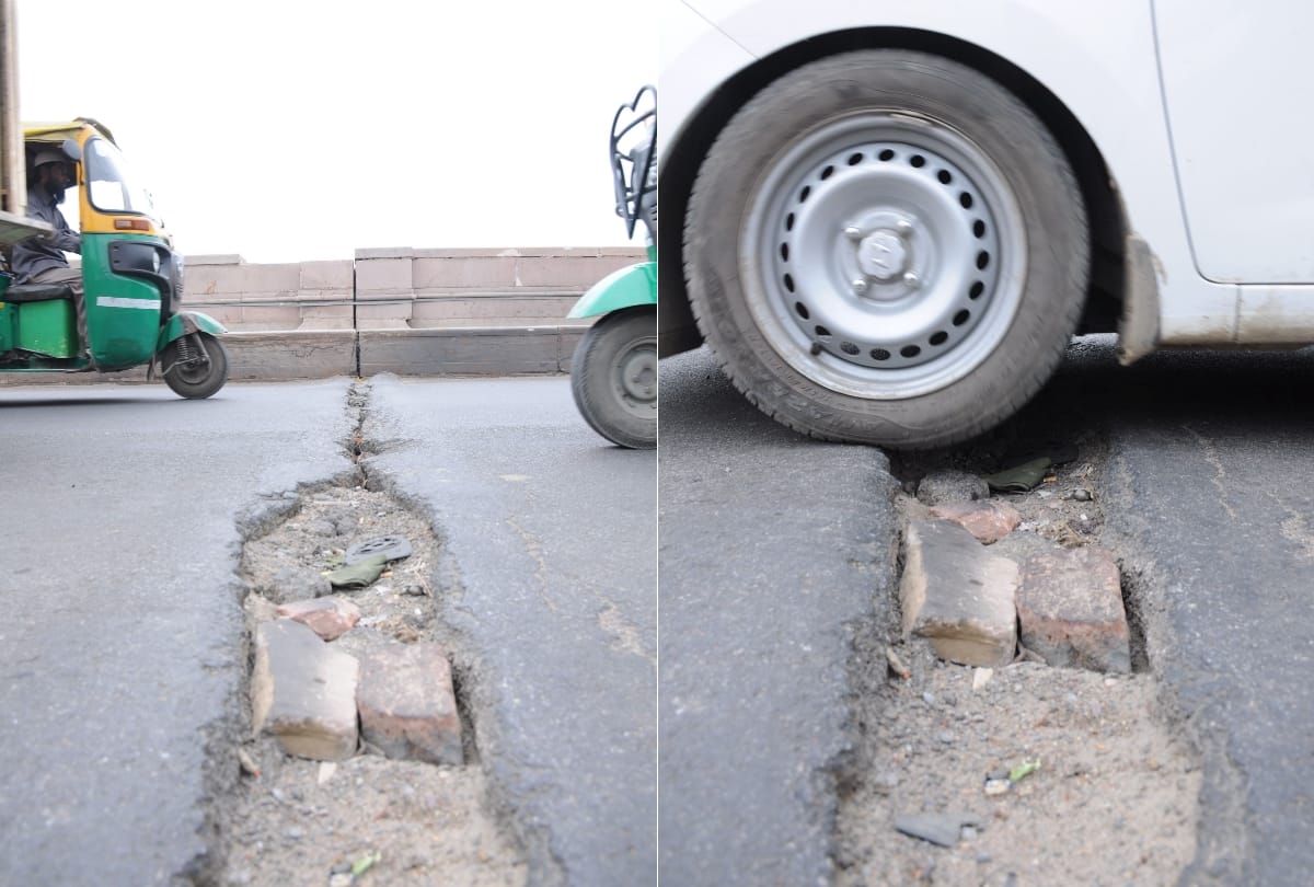 crack in gomti bridge connected to Ambedkar park from 1090