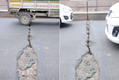 crack in gomti bridge connected to Ambedkar park from 1090