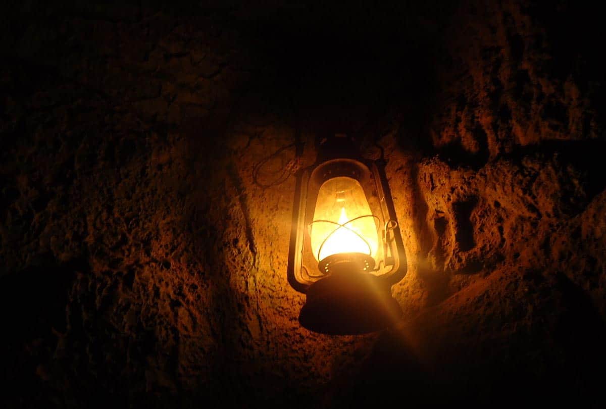 lantern use with kerosene oil in village