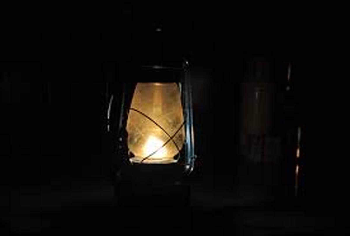 lantern use with kerosene oil in village