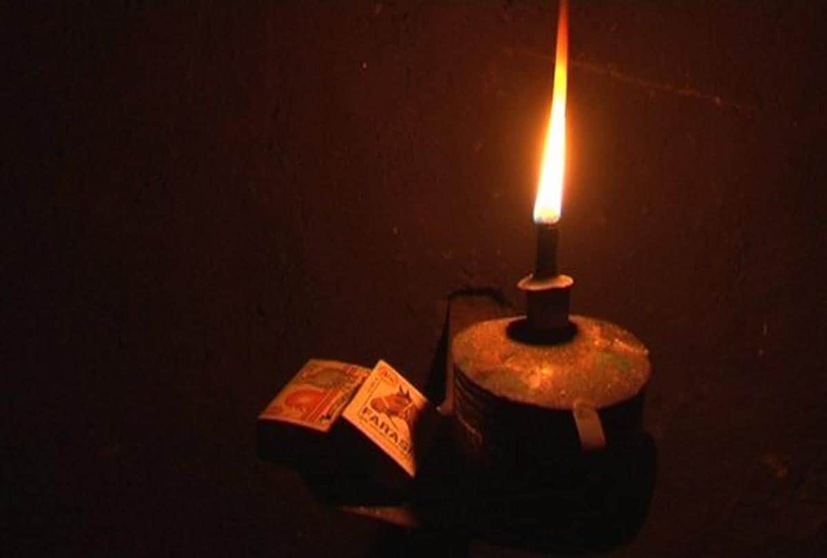 lantern use with kerosene oil in village
