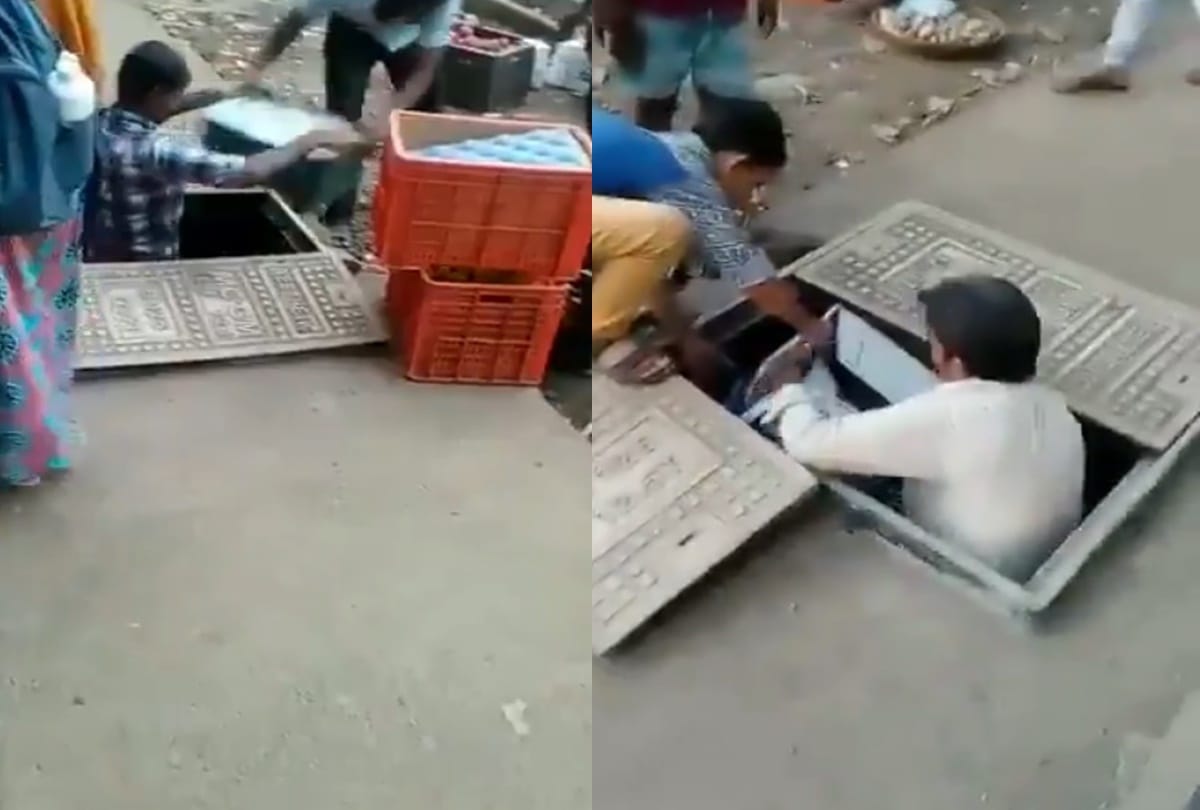 video being viral of mumbai Hawkers who kept vegetables in the gutter