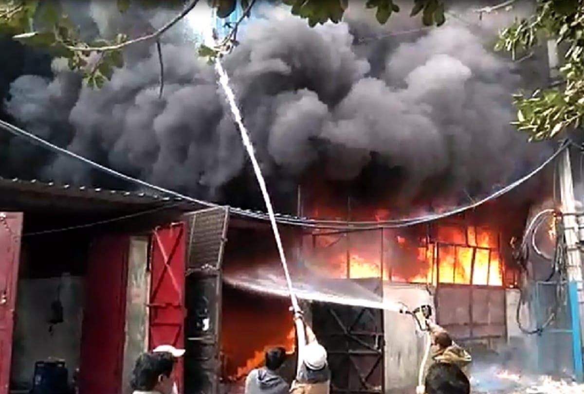 two footwear factories caught fire in delhi