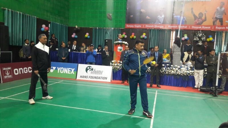 CM trivendra singh Rawat plays badminton