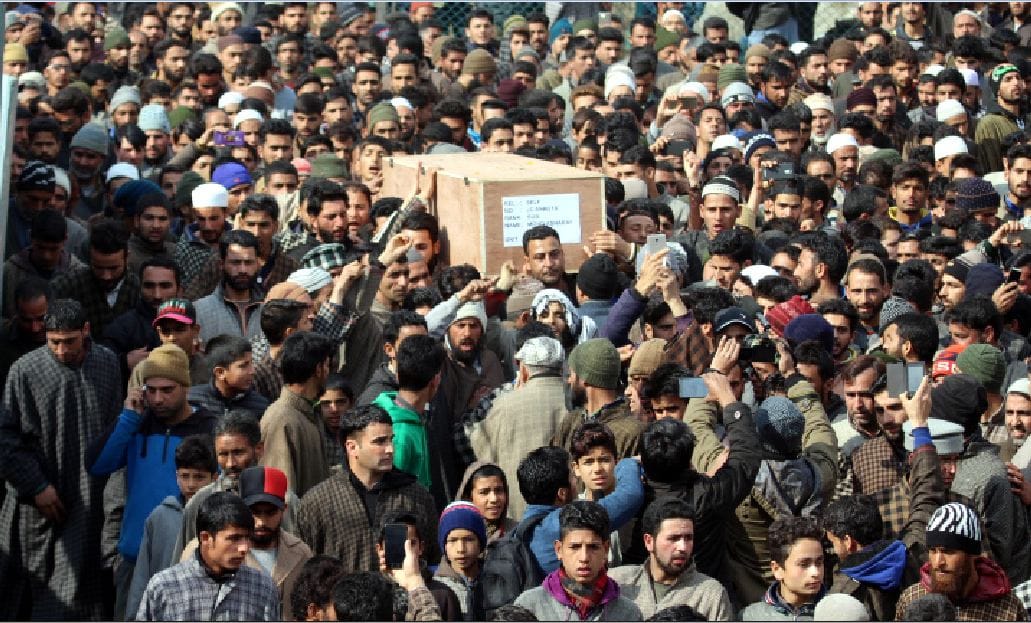 Last rites of Subedar manzoor ahmad conducted at his native village in Kupwara