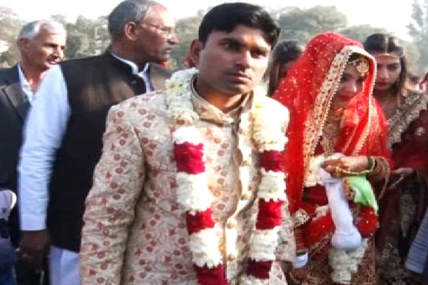 unique marriage, village boy brought his bride via helicopter