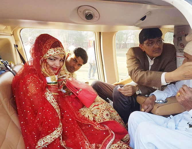 unique marriage, village boy brought his bride via helicopter