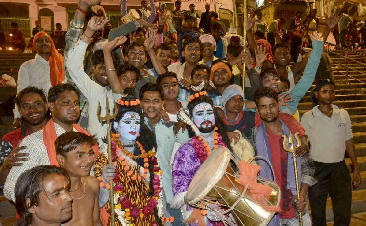 heavy celebration by devotee on the occasion of shivaratri in varanasi