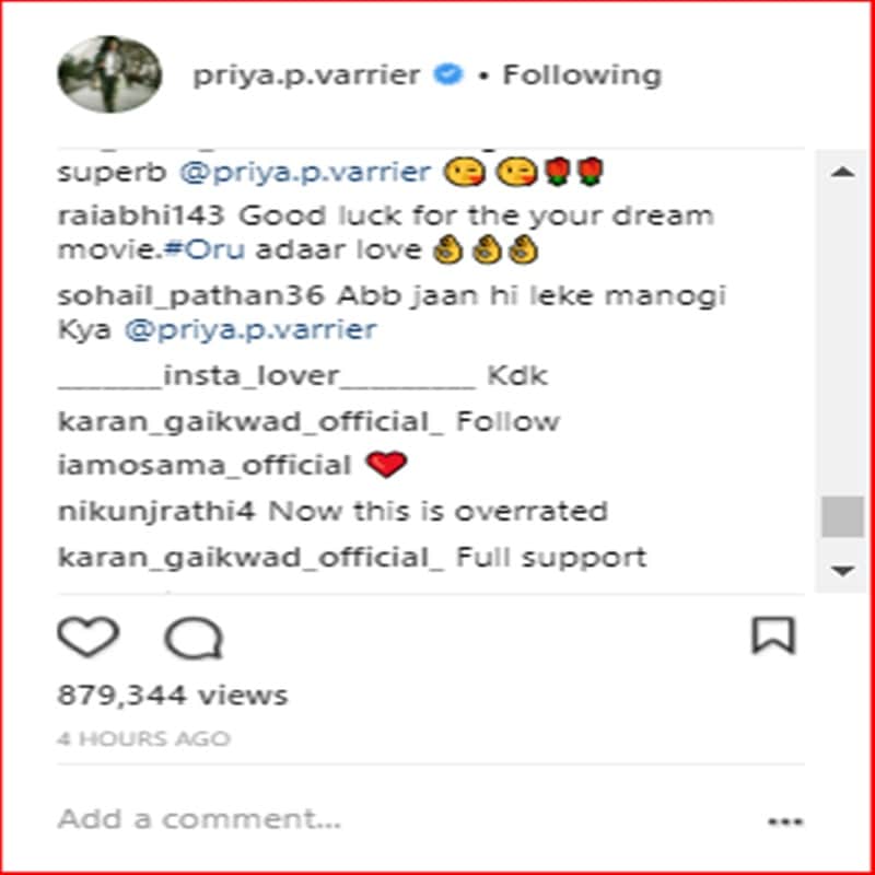 Social Media reaction after Priya Prakash posts new teaser of her film Oru adaar love
